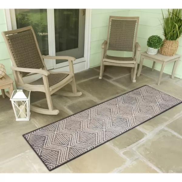 Outdoor Rugs-Kirkland's Home Blake Gray Zigzag Indoor/Outdoor Runner, 1X7 Gray/White