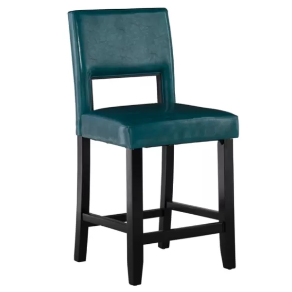 Bar Stools & Counter Height Stools-Kirkland's Home Blakely Seat Counter Stool With Black Base Blue