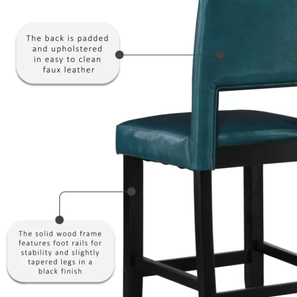 Bar Stools & Counter Height Stools-Kirkland's Home Blakely Seat Counter Stool With Black Base Blue