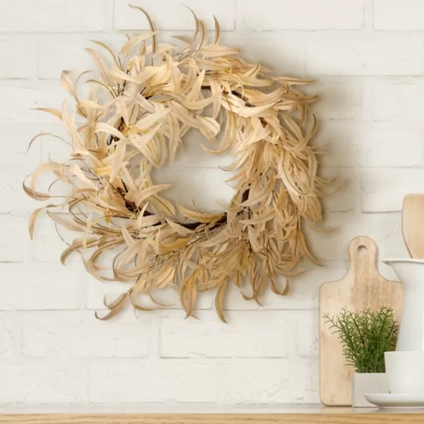 Wreaths-Kirkland's Home Bleached Long Leaf Eucalyptus Wreath Ivory