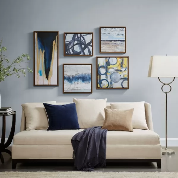 Framed Art-Kirkland's Home Bliss Multi-Sized Canvas Art Prints, Set Of 5 Blue