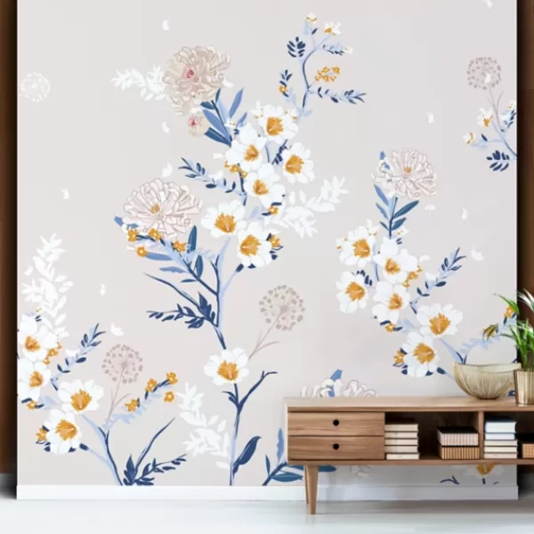 Wall Murals & Wall Decals-Kirkland's Home Blooming Garden Peel And Stick Wall Mural Blue/White