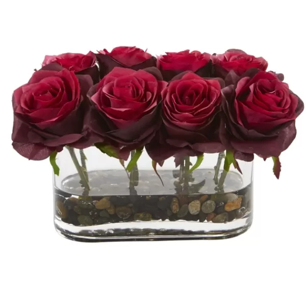 Arrangements & Greenery-Kirkland's Home Blooming Roses Arrangement In Glass Vase Red