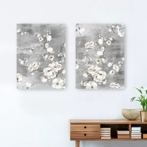 Canvas Art-Kirkland's Home Blossoming Giclee Canvas Art Prints, Set Of 2 Gray/White