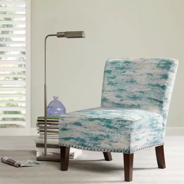 Accent Chairs-Kirkland's Home Blue Abstract Armless Accent Chair Blue/White