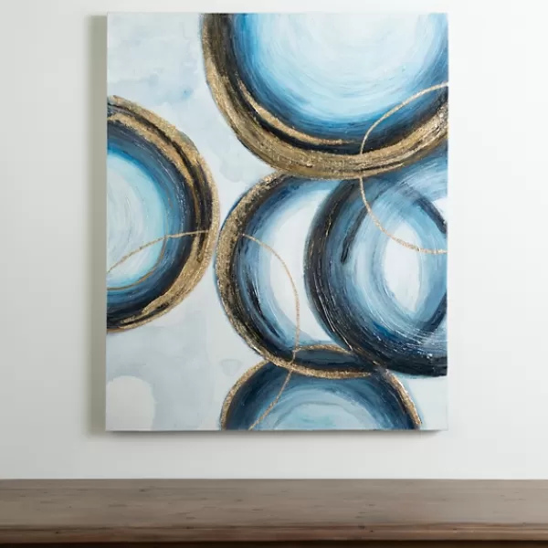 Canvas Art-Kirkland's Home Blue Abstract Rings Canvas Art Print Blue/Gold