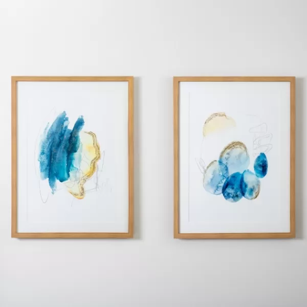 Framed Art-Kirkland's Home Blue And Gold Abstracts I Framed Art Print Blue/Gold/White