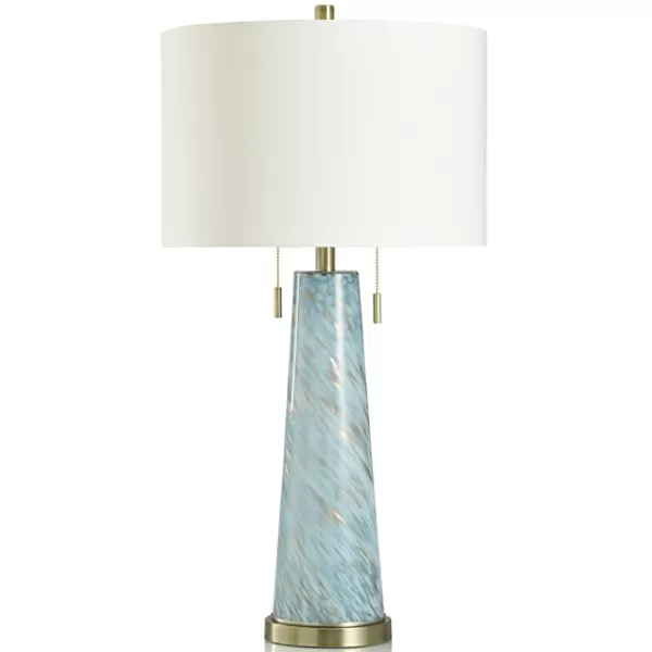 Table Lamps-Kirkland's Home Blue And Gold Swirl Glass Table Lamp White