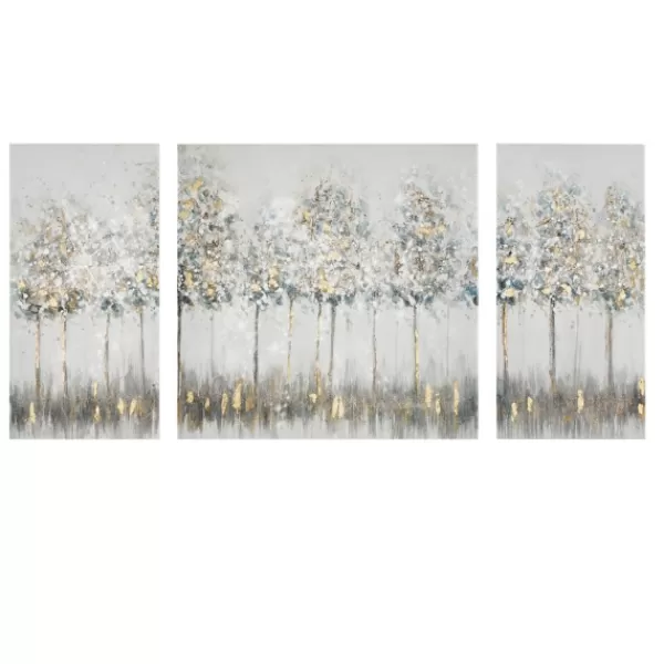 Canvas Art-Kirkland's Home Blue And Gold Trees Canvas Art Prints, Set Of 3 White/Gray/Gold
