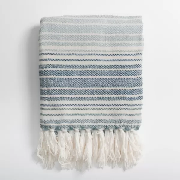 Blankets & Throws-Kirkland's Home Blue And Green Chenille Crystal Stripes Throw Blue/Green