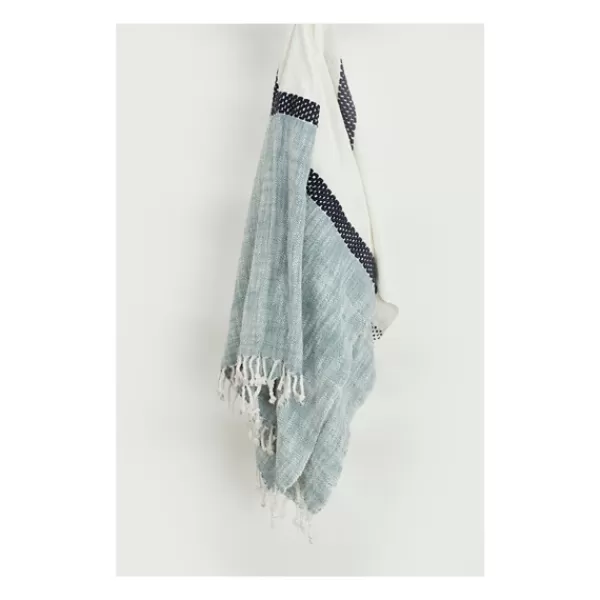 Blankets & Throws-Kirkland's Home Blue And Ivory Colorblock Throw Blue/Ivory