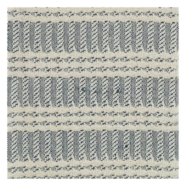 Blankets & Throws-Kirkland's Home Blue And Ivory Striped Cotton Throw Blue/Ivory