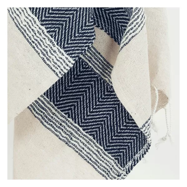 Blankets & Throws-Kirkland's Home Blue And Natural Colorblock Chevron Throw Blue/Tan