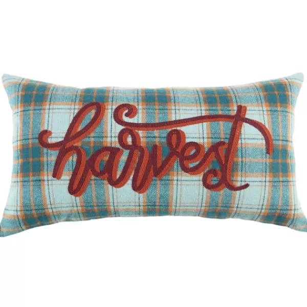 Pillows-Kirkland's Home Blue And Orange Plaid Harvest Lumbar Pillow Blue/Orange