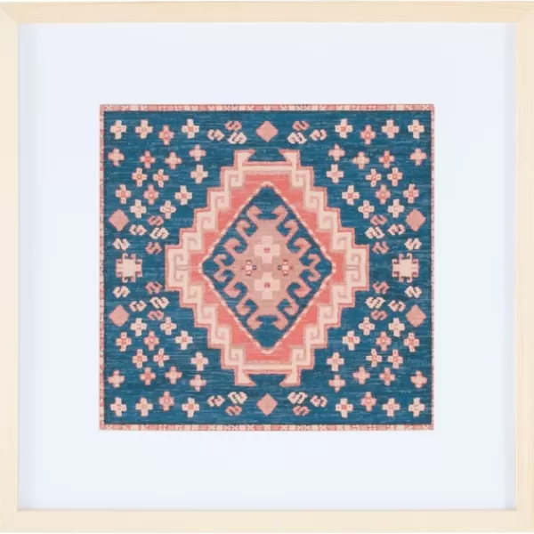 Wall Plaques-Kirkland's Home Blue And Pink Geometric Framed Textile Wall Plaque Blue/Pink