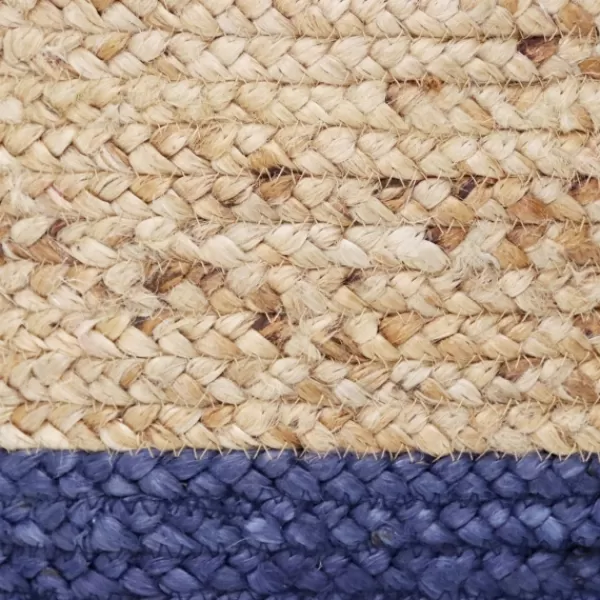 Baskets & Boxes-Kirkland's Home Blue And Tan Woven Jute Basket With Tassel, 17 In. Blue/Tan