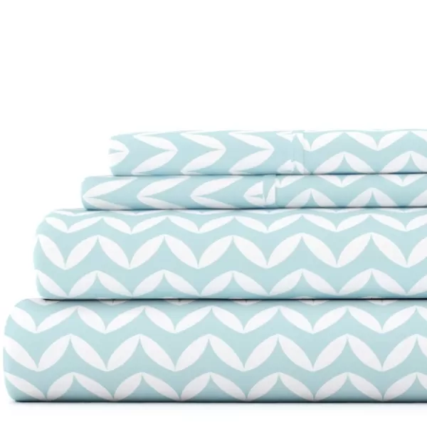 Bed Sheets-Kirkland's Home Blue And White Chevron 3-Pc. Twin Sheet Set Blue/White