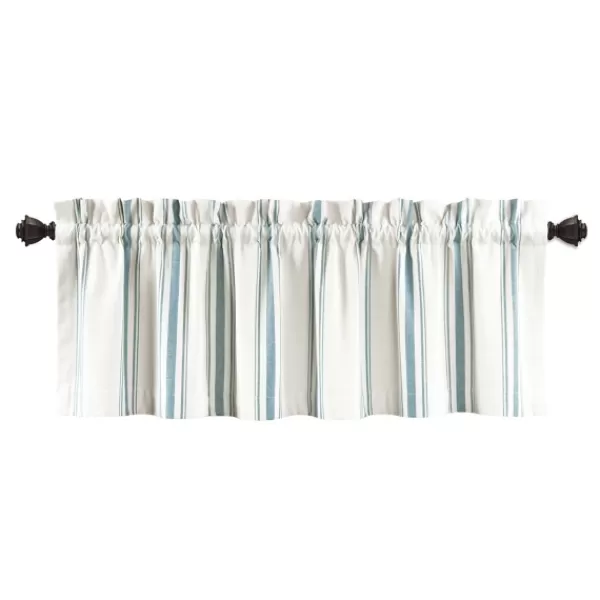 Curtains & Drapes-Kirkland's Home Blue And White Farmhouse Stripe Valance White/Blue