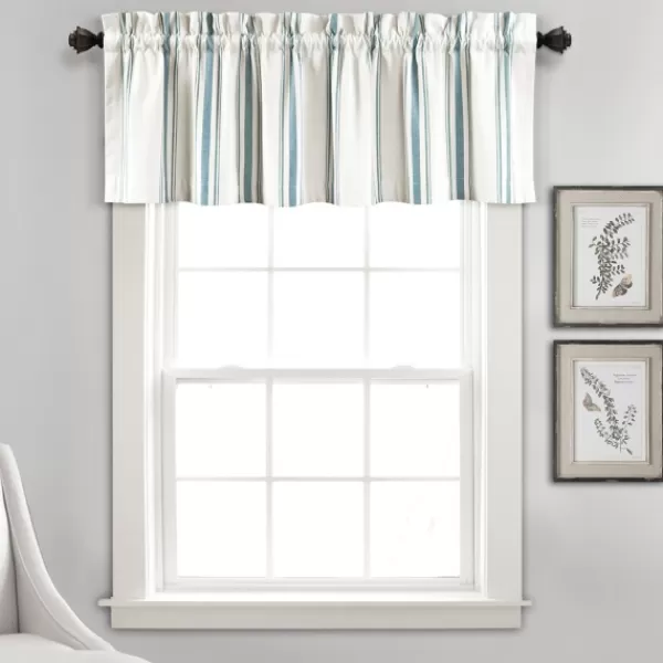 Curtains & Drapes-Kirkland's Home Blue And White Farmhouse Stripe Valance White/Blue