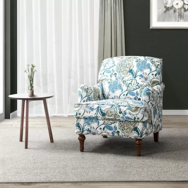 Accent Chairs-Kirkland's Home Blue And White Floral Classic Accent Chair Blue/White