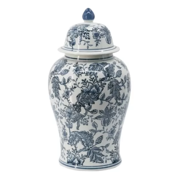 Decorative Bowls & Jars-Kirkland's Home Blue And White Floral Ginger Jar White/Blue