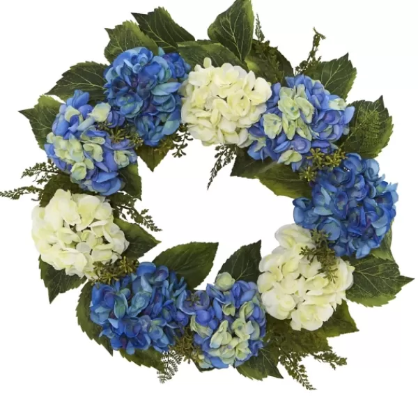 Wreaths-Kirkland's Home Blue And White Hydrangea Wreath Blue/White