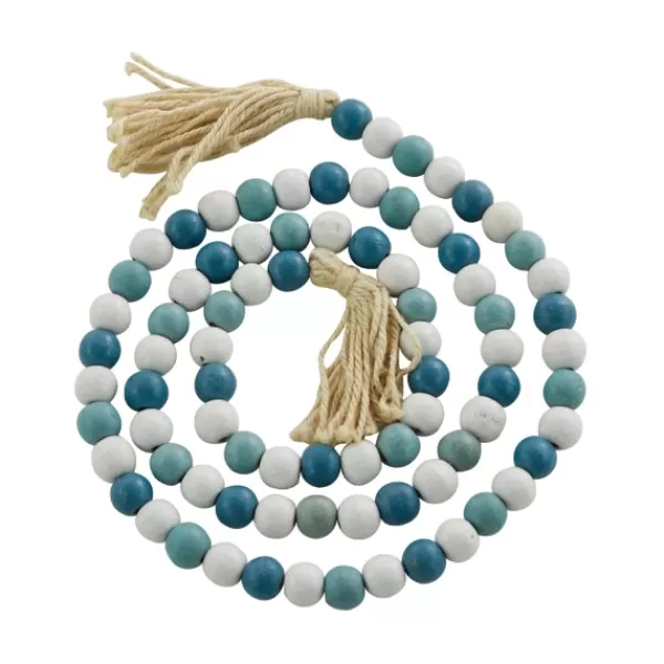 Decorative Accents-Kirkland's Home Blue And White Wood Beaded Tassel Garland Blue/White