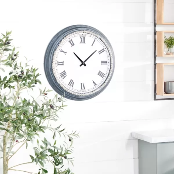 Clocks-Kirkland's Home Blue Beaded Roman Numeral Clock