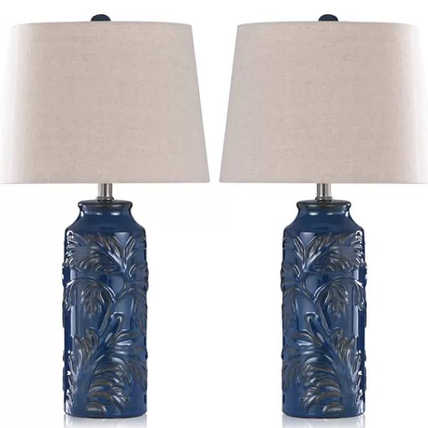 Table Lamps-Kirkland's Home Blue Bo Ical Mayfield Table Lamps, Set Of 2 Tan