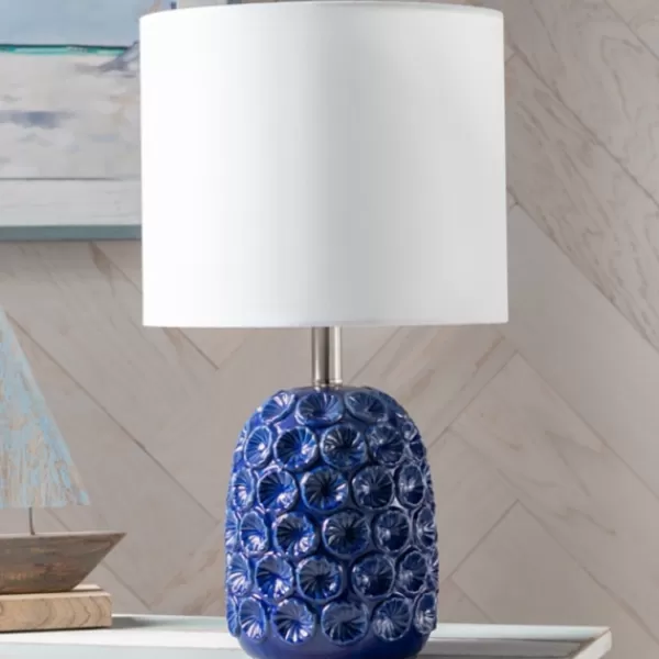 Table Lamps-Kirkland's Home Blue Ceramic Coastal Table Lamp White