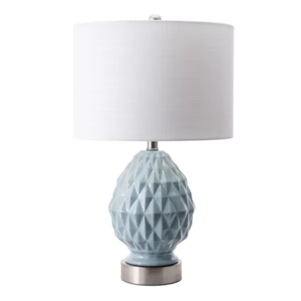 Table Lamps-Kirkland's Home Blue Ceramic Geometric Diamond Table Lamp White