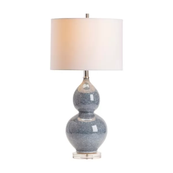 Table Lamps-Kirkland's Home Blue Ceramic Hourglass Table Lamp White