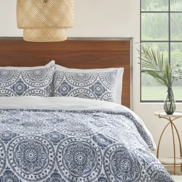 Comforters-Kirkland's Home Blue Cloud Floral King 3-Pc. Comforter Set Blue/White