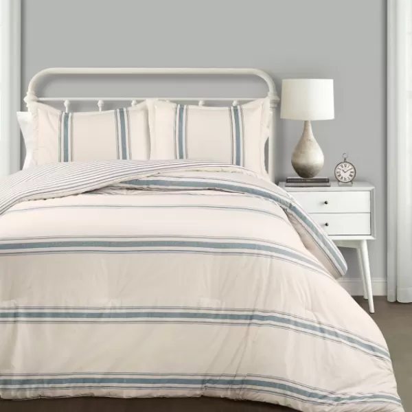 Comforters-Kirkland's Home Blue Farmhouse 3-Pc. Full/Queen Comforter Set Blue/Ivory