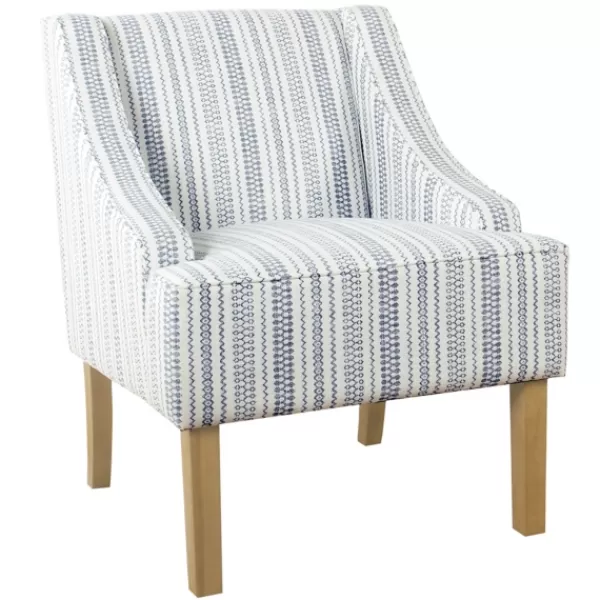 Accent Chairs-Kirkland's Home Blue Farmhouse Stripe Swoop Accent Chair White/Blue