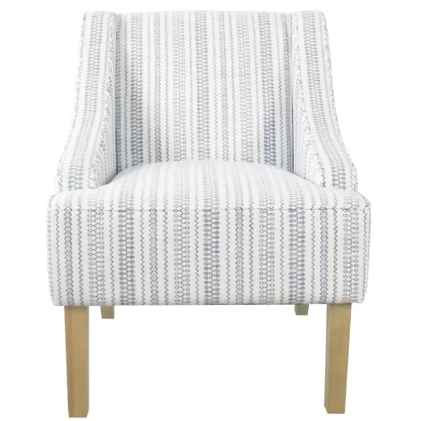 Accent Chairs-Kirkland's Home Blue Farmhouse Stripe Swoop Accent Chair White/Blue