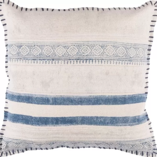 Pillows-Kirkland's Home Blue Feather Fill Pillow Blue/Ivory