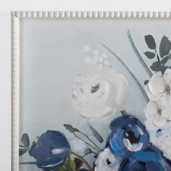 Framed Art-Kirkland's Home Blue Floral Beaded Framed Art Print Blue/White