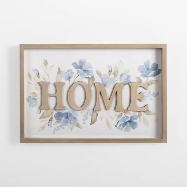 Wall Quotes & Signs-Kirkland's Home Blue Floral Home Wall Plaque White/Blue/Gray