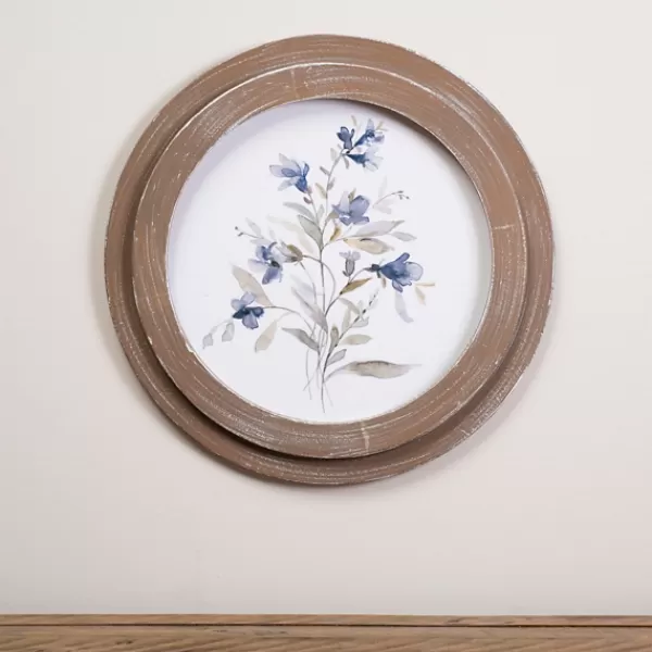 Framed Art-Kirkland's Home Blue Florals Ii Round Framed Art White/Blue