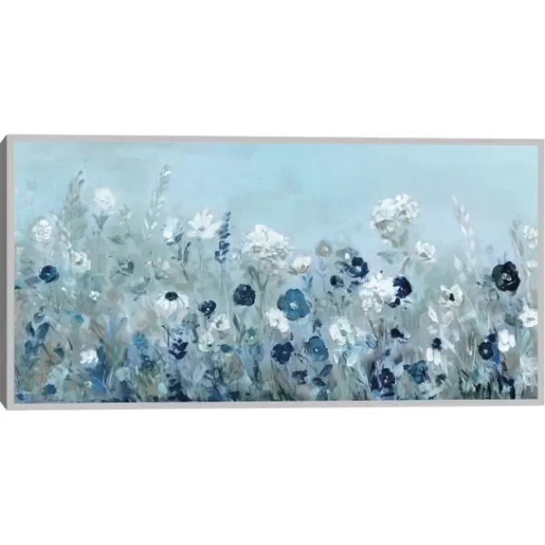 Framed Art-Kirkland's Home Blue Light Garden Framed Canvas Art Print Blue/White