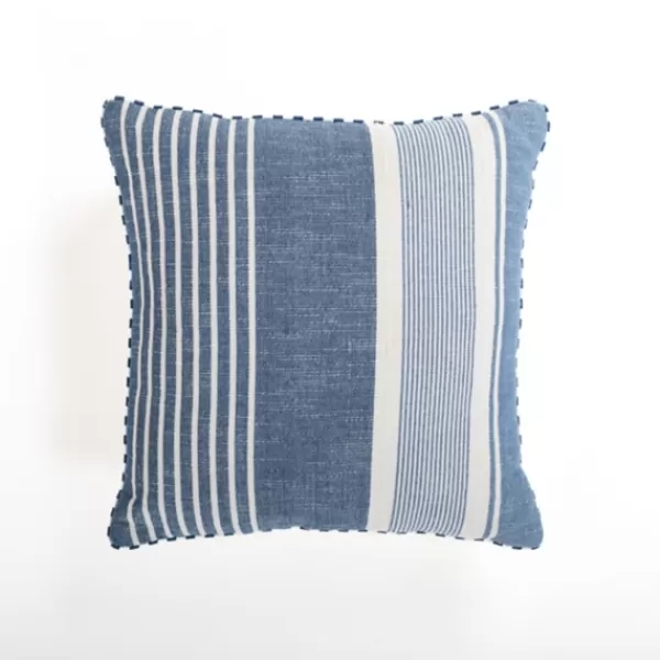 Pillows-Kirkland's Home Blue Malibu Stripes Pillow Blue/White