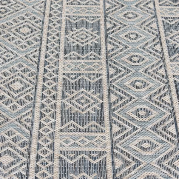 Outdoor Rugs-Kirkland's Home Blue Malibu Tribal Outdoor Area Rug, 7X9 Blue/Gray