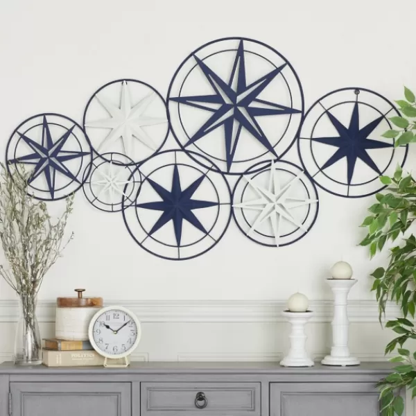 Wall Plaques-Kirkland's Home Blue Metal Layered Star Plates Wall Plaque Blue/White