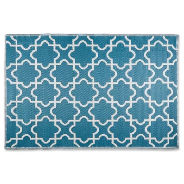 Outdoor Rugs-Kirkland's Home Blue Moroccan Trellis Outdoor Area Rug, 4X6 Blue/White