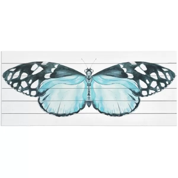 Wall Plaques-Kirkland's Home Blue Moth Wood Wall Plaque Blue/White