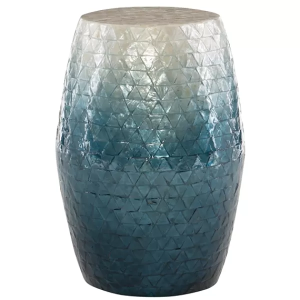 Accent & End Tables-Kirkland's Home Blue Ombre Mosaic Capiz Shell Drum End Table