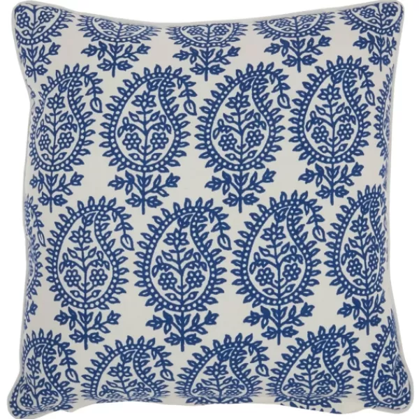 Pillows-Kirkland's Home Blue Paisley Pattern Pillow Blue/White