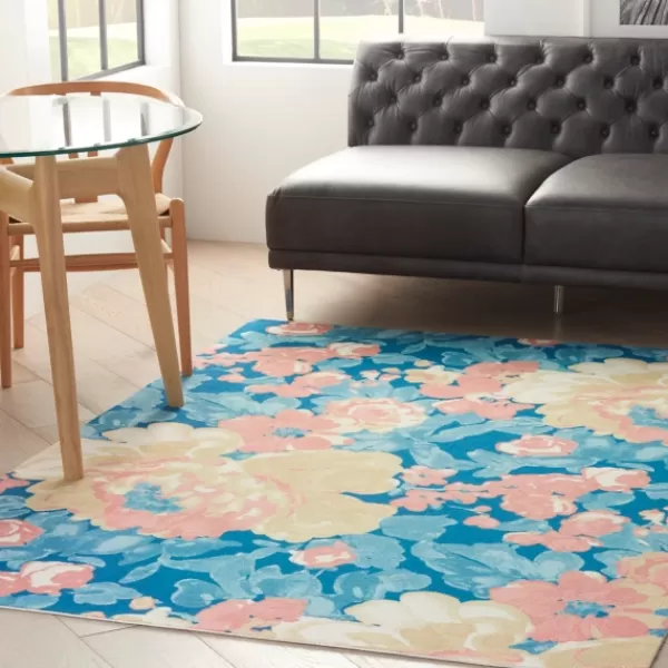 Outdoor Rugs-Kirkland's Home Blue Poppies Floral Outdoor Area Rug, 5X7 Blue/Yellow/Orange