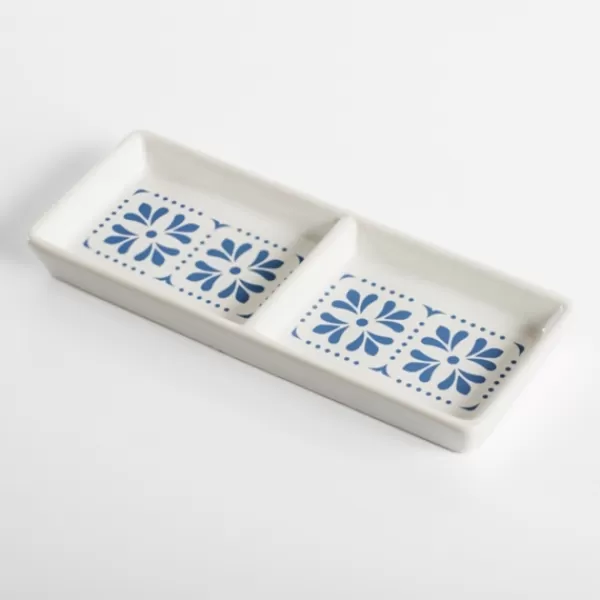 Decorative Trays-Kirkland's Home Blue Scroll Ceramic Divided Tray Blue/White